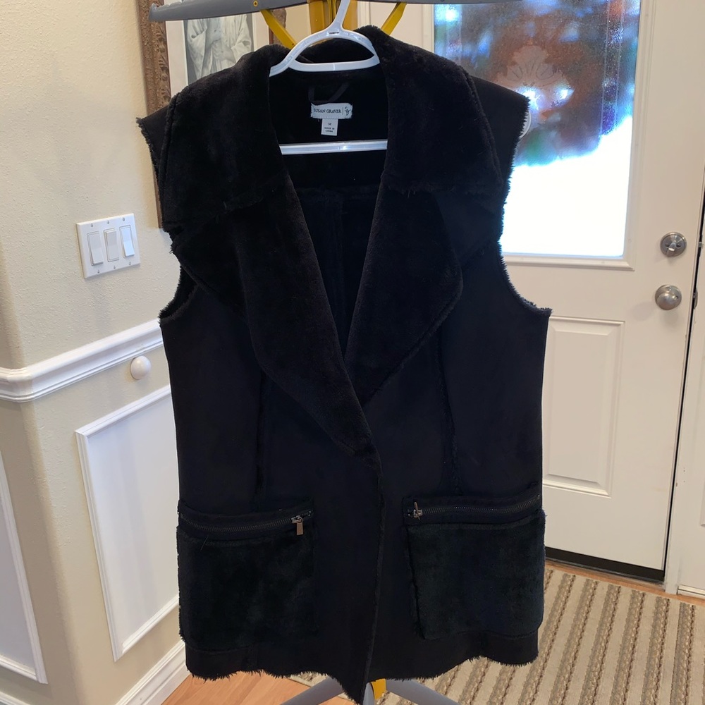 LIKE NEW Susan graver faux sheepskin suede vest